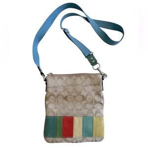 Vintage Coach Signature Hamptons Weekend Multicolor Stripe Crossbody Bag